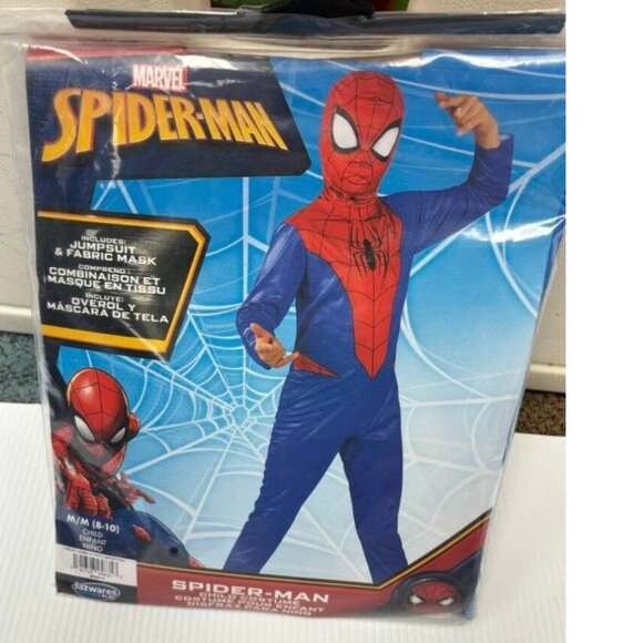 Spiderman Halloween Costume 8/10 Jumpsuit & Mask Marvel 2 Pc Boys - Picture 2 of 3